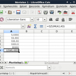 A LibreOffice Calc-ba begépelt nyers adatok