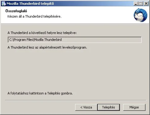 Thunderbird levelező program telepítési mappéja