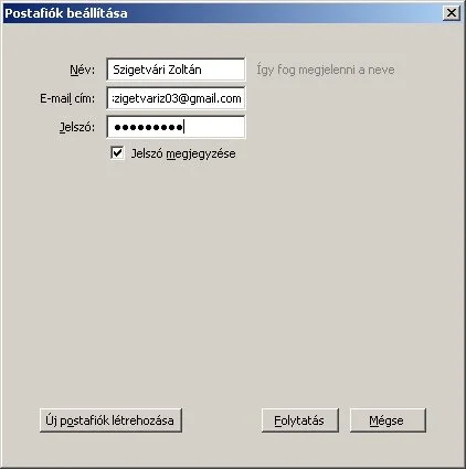 Név, e-mail cím, jelszó