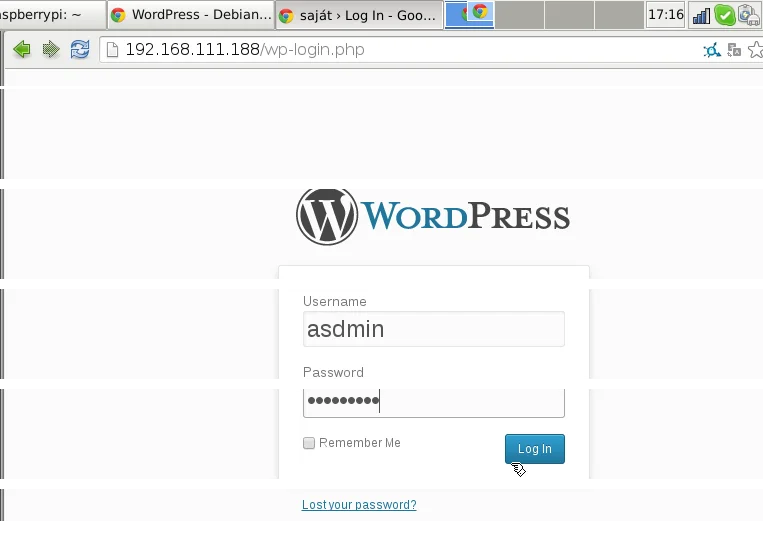 Wordpress login