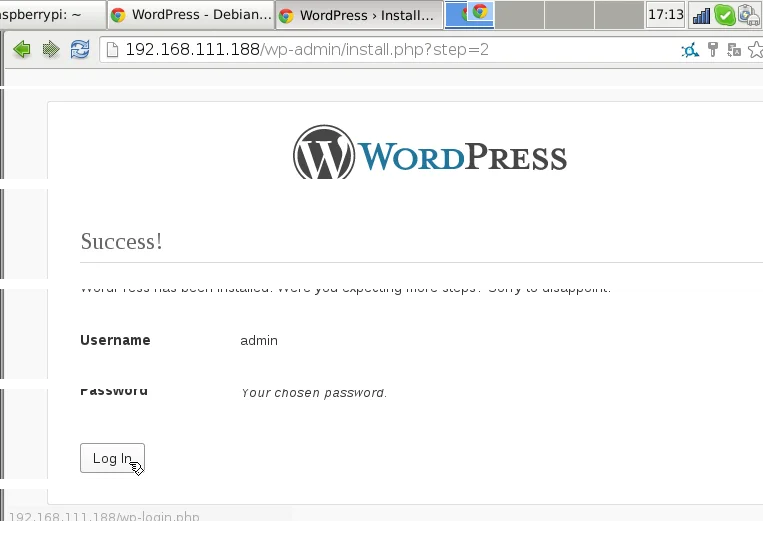 A wordpress telepítése kész