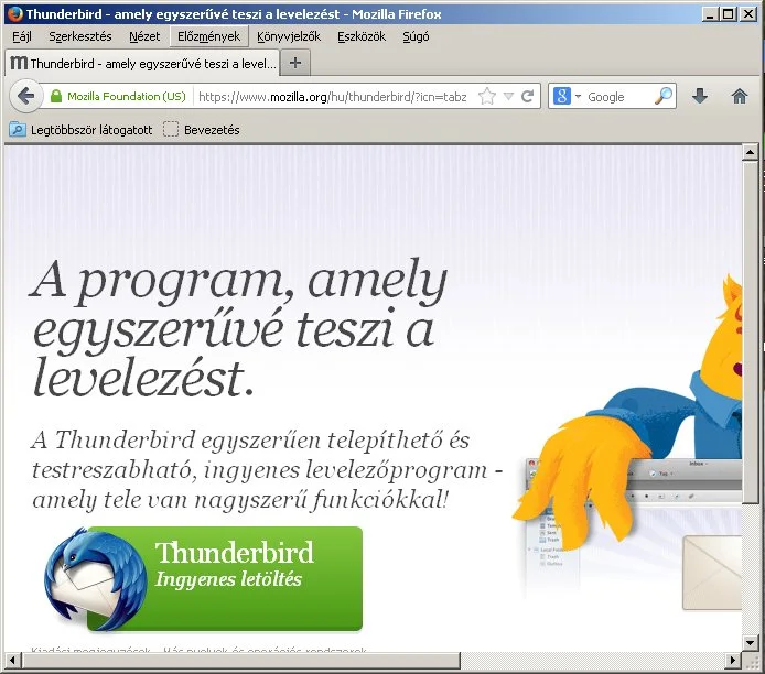 Thunderbird levelező program letöltése