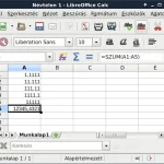 A LibreOffice Calc-ba begépelt nyers adatok